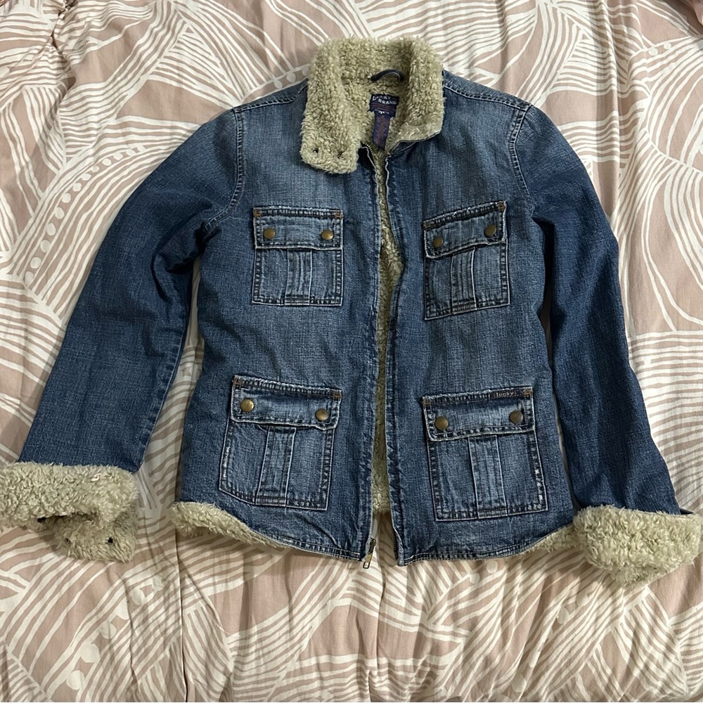 Lucky Brand Blue Denim Jacket with Faux Shearling Lining